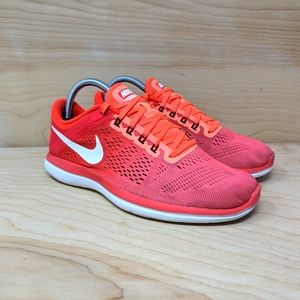 Womens Nike Flex Run 2016 Red Orange Running Sneakers SZ 8.5 US